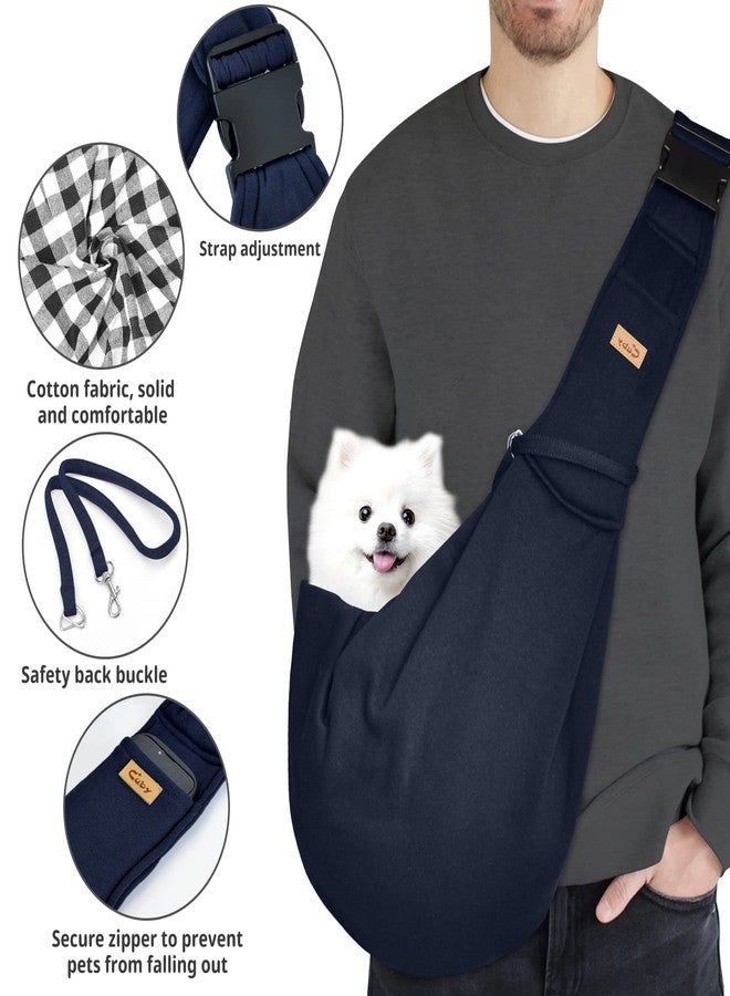 CUBY Dog and Cat Sling Carrier, Hands Free Reversible Pet Papoose Bag, Soft Pouch Adjustable, Suitable for Puppy Cats for Outdoor Travel (Blue, M-Adjustable Strap) - Image 3